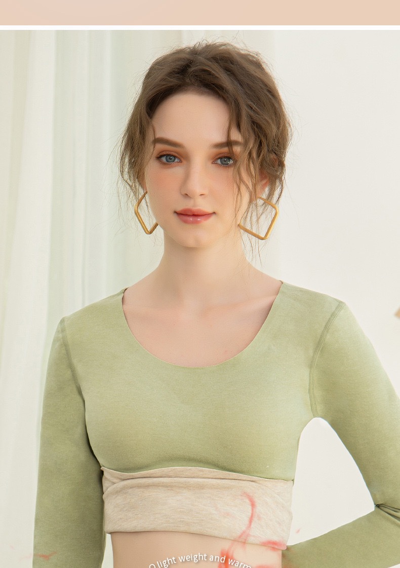 A seamless German fleece thermal underwear one-piece self-heating set for women, with a base layer of long sleeves and thick fleece pic 11