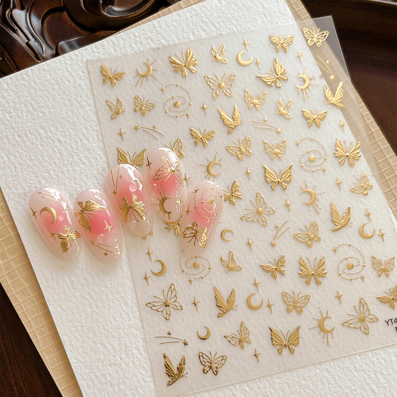 YITU Ant Figure Bronzing Butterfly Nail Art Sticker Mang Xing Moon Hollow Fine Adhesive Nail Decoration Sticker YT4355 YITU Ant Figure Bronzing Butterfly Nail Art Sticker Mang Xing Moon Hollow Fine Adhesive Nail Decoration Sticker YT4355