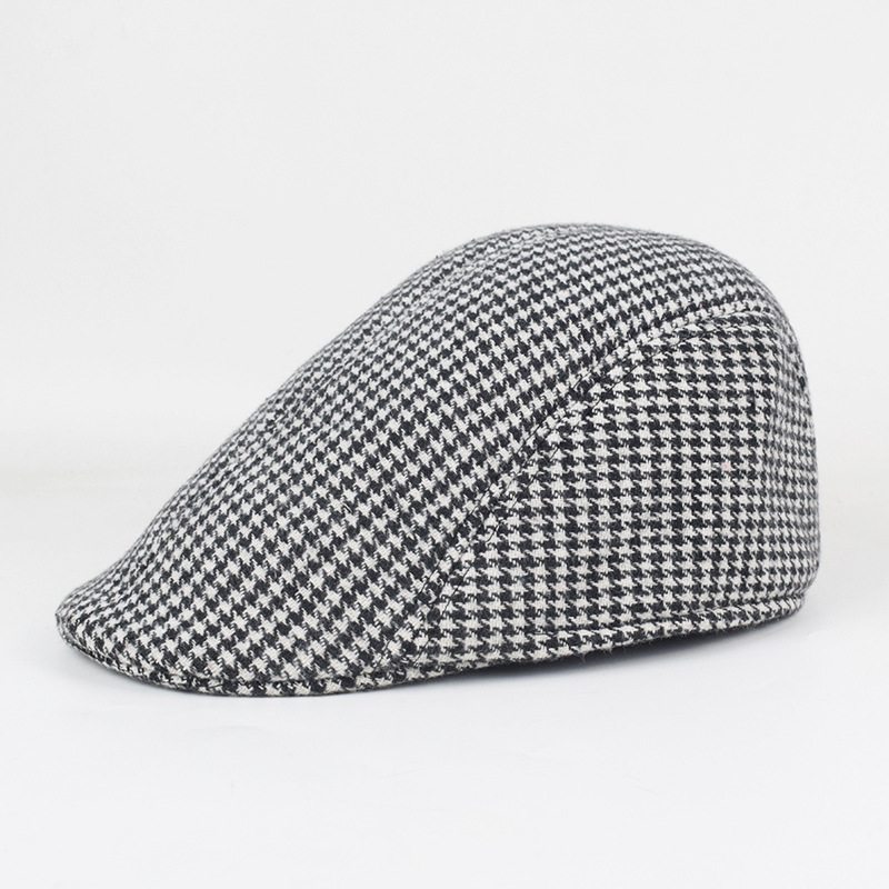 Primavera y otoño gorras de lengua de pato para hombres y mujeres de lana caliente boina de rayas simple gorras de avance gorras casuales coreanas gorras de mediana edad