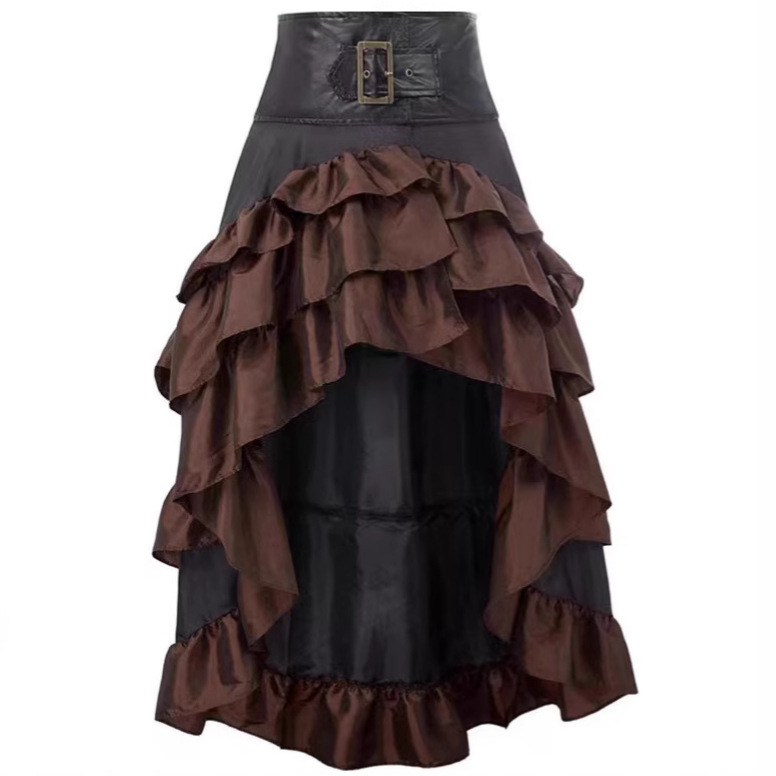 Gonna da donna a mezza lunghezza in stile gotico con bordi a balze irregolari_voghion.com