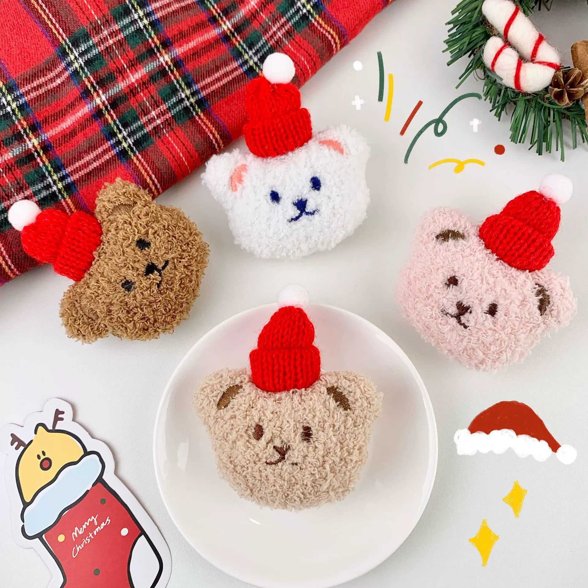 Мультфильм Рождество плюшевые шляпы медведь одежда аксессуары сумка украшения DIY Материал аксессуары брошь кулон