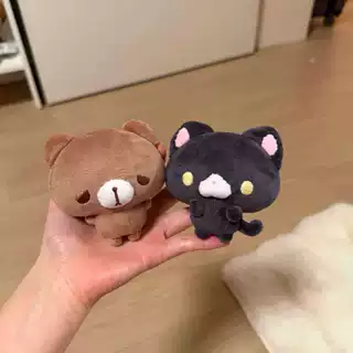 韩国可爱小棕熊软萌小黑猫毛绒玩偶挂件高颜值创意卡通公仔送礼物