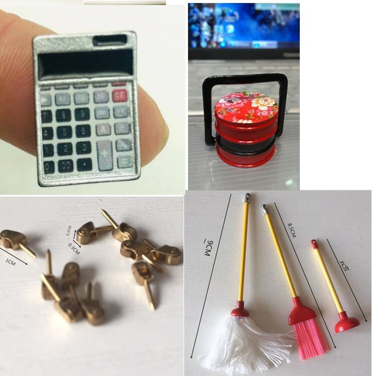 Dollhouse mini food play clay diy scene simulation model food box wheel cleaning tool calculator