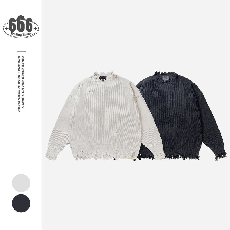 π Stylish wasteland-style rock casual versatile loose knitted top for men and women, ripped sweater jacket 808867 π Stylish wasteland-style rock casual versatile loose knitted top for men and women, ripped sweater jacket 808867