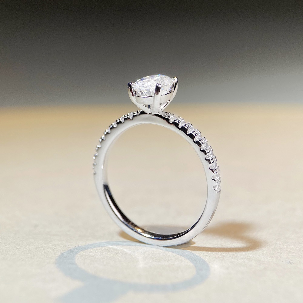 Moissanite Inlay Material Rings Classification 1 Piece Quantity 925 Sterling Silver Moissanite Oval Rings