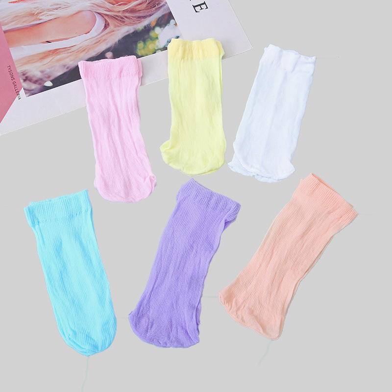 New candy color children's baby socks playing disposable socks wholesale children's ice silk light breathable stockings spot