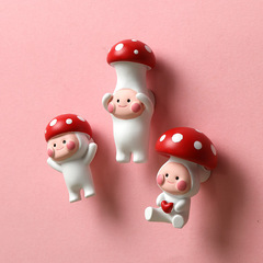 New product limited edition Red Mushroom Cartoon Cute Creative Refrigerator Magnetic Sticker 3D Three-dimensional Resin Magnet Wholesale