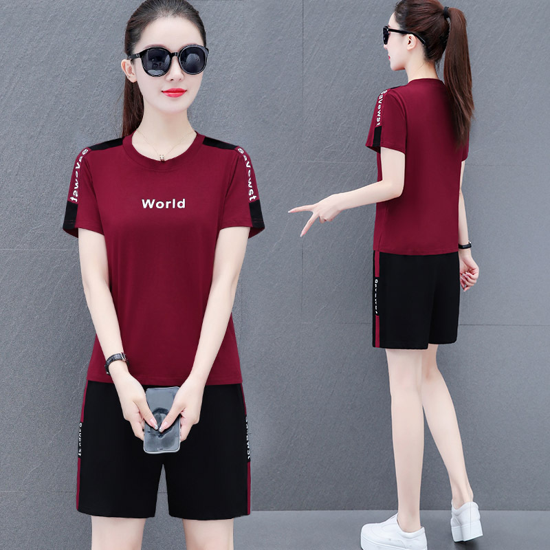 Pure Cotton Sports Suit for Women Summer 2024 New Shorts Middle-Aged Mother Summer Loose Slimming Look Two-Piece Set Pure Cotton Sports Suit for Women Summer 2024 New Shorts Middle-Aged Mother Summer Loose Slimming Look Two-Piece Set