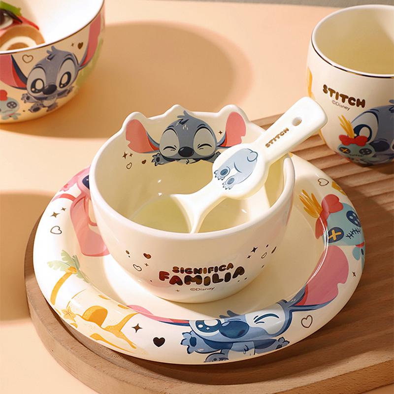 Disney/Disney Ceramic Tableware Luxury Stitch Rice Bowl Household Rice Bowl Ceramic Cartoon Rice Bowl Disney/Disney Ceramic Tableware Luxury Stitch Rice Bowl Household Rice Bowl Ceramic Cartoon Rice Bowl