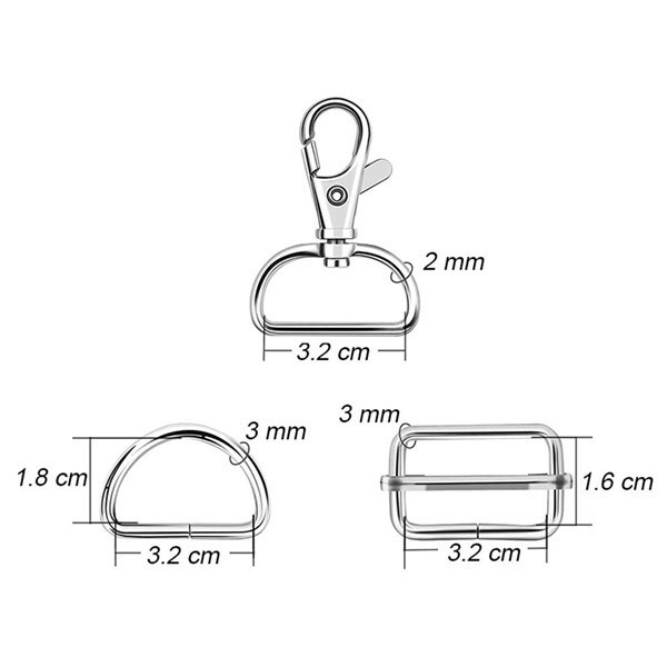 60 unids metal llavero D anillo japonés hebilla traje 32mm blanco elegante color equipaje correas ajuste hebilla para transfronteriza