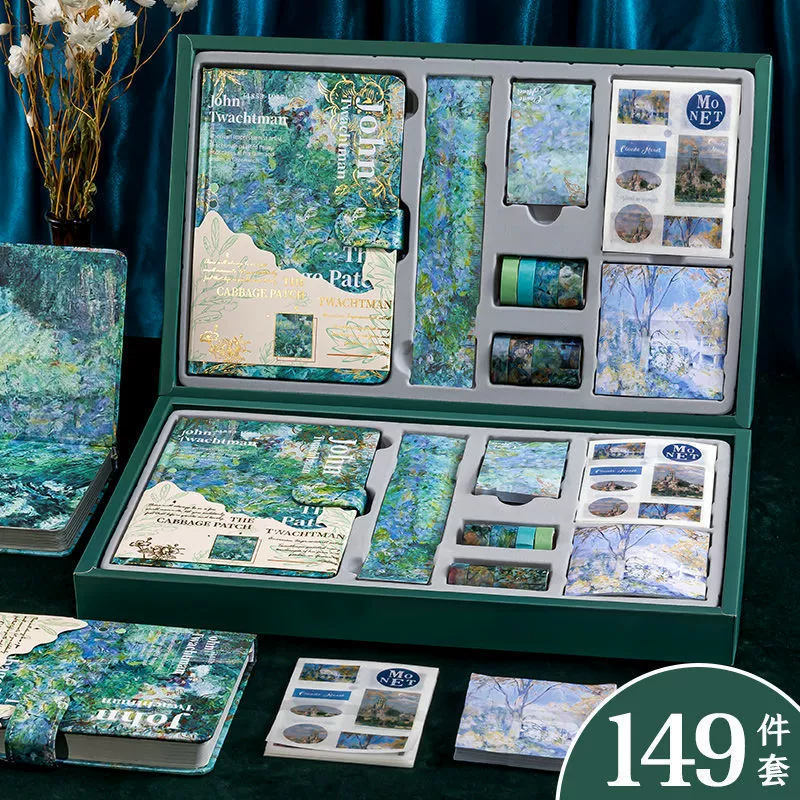 油画手账本套装礼盒高颜值ins风学生生日礼物全套diy手帐笔记本子