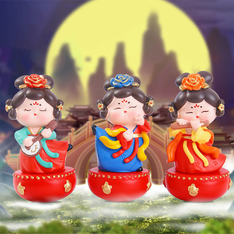 Creative National Tide Tang Palace Fu Tumbler Little Sister Antique Ornaments Room Bookshelf Decoration Festival Gifts for Friends
