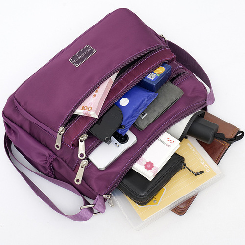 Women's Single Shoulder Crossbody Bag Large Capacity Nylon Canvas Bag for Middle-Aged Mothers with Multiple Compartments Business Pouch Wallet