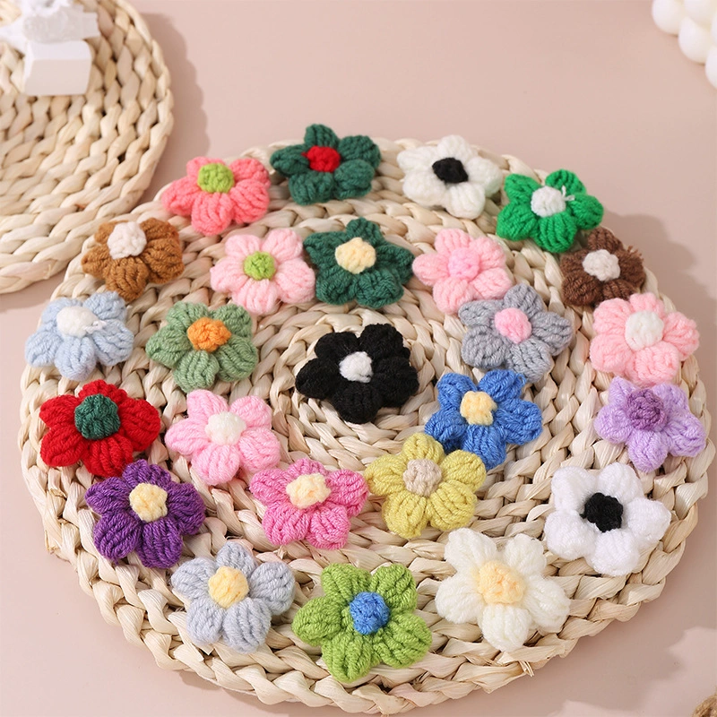 Woven knitted brooch handmade, accessory, accessories, flowered