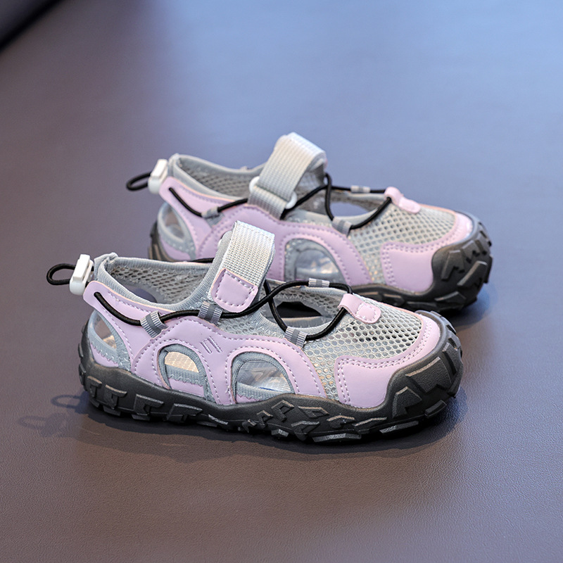 Sandálias de niñas verano 2026 nuevas zapatillas de niñas zapatillas de bocadillo de niños zapatos de retroceso suaves de malla transpirable image 4