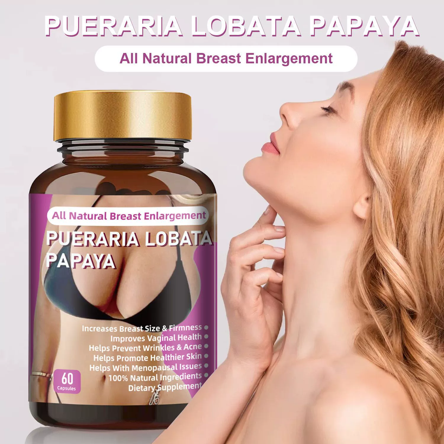 Spot Amazon Жевательные конфеты для увеличения груди Жевательные конфеты для увеличения груди без сахара Вегетарианские 60 капсул