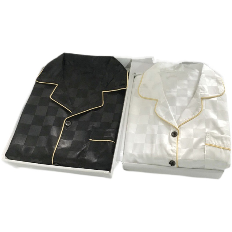 Comercio exterior al por mayor pareja pijamas primavera y otoño de manga larga hielo seda gordito niña más tamaño los hombres desgaste del hogar traje las mujeres