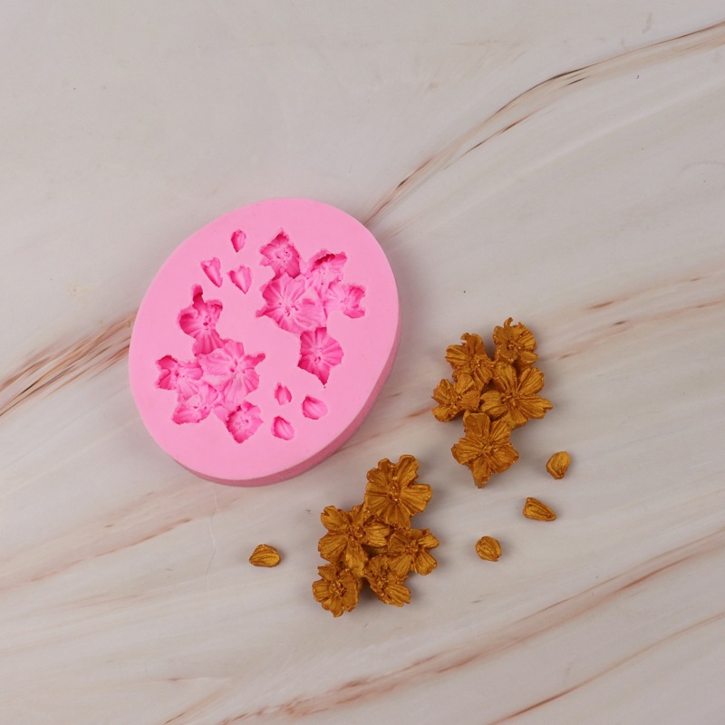 Molde de silicona flor de cerezo DIY aromaterapia molde de yeso decoración de la torta pequeña Zou Ju molde de chocolate epoxi