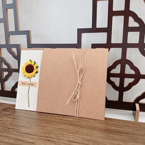 Vintage card handmade dry flower greeting card wholesale Mid-Autumn Festival gratitude greeting card National Day card thank you card 