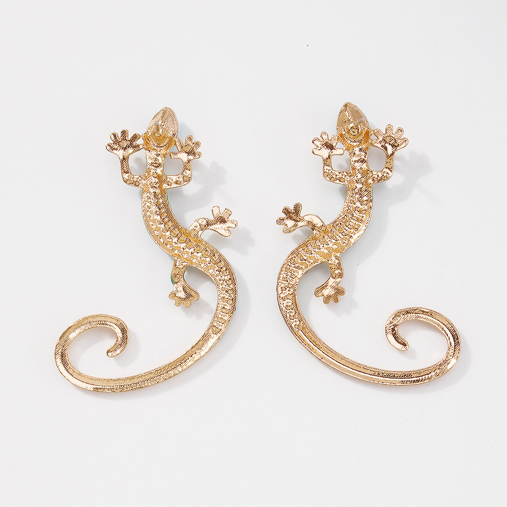 Nihaojewelry rtro gecko forme incrust de diamants boucles d39oreilles bijoux en grospicture9
