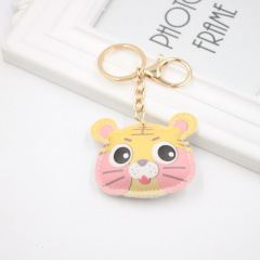 Cross-border classic cute little tiger PU leather keychain European and American student schoolbag tiger car pendant