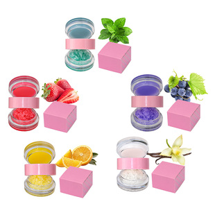 Foreign trade exclusive hot sale 5 colors 5 flavors double-sided scrub cream Small Batch logo-free lip balm scrub cream two-in-one