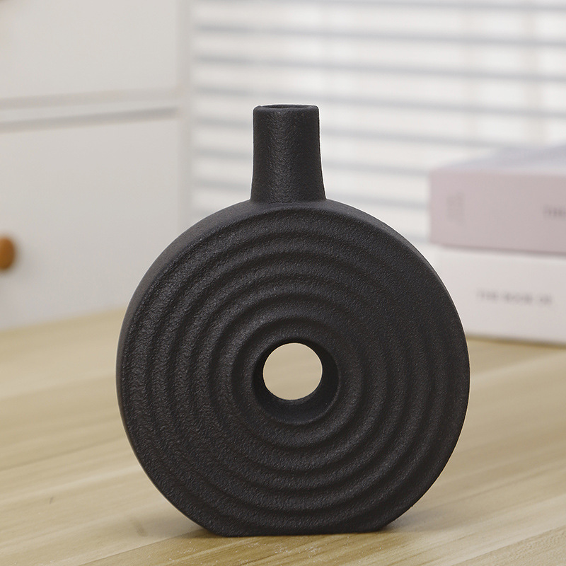 Jarrón de cerámica estilo nórdico para decoración del hogar arreglos florales y flores secas