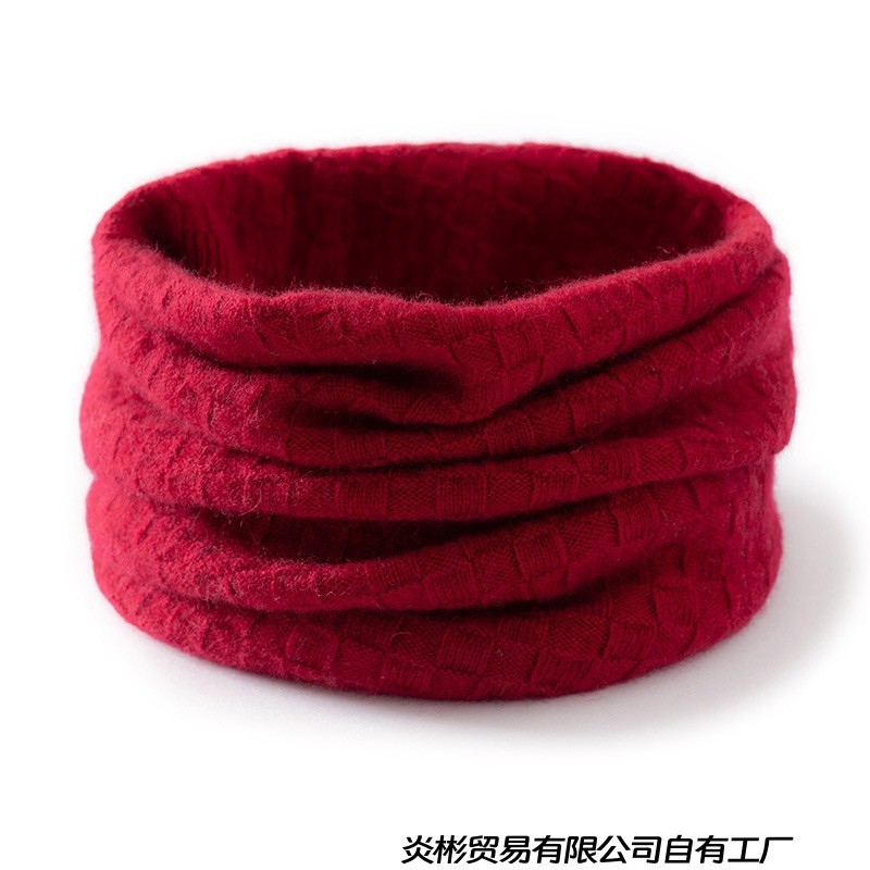 Wholesale cross-border autumn and winter cashmere neck warmer for women, solid color plaid jacquard neck warmer, warm neck protector, pullover neck warmer