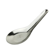 TD61老式铁勺子不锈钢成人短柄平底勺加深款汤勺匙调羹儿童吃饭勺