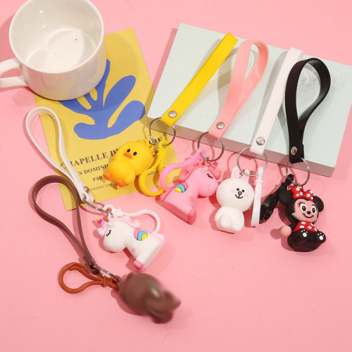 Creative cute cartoon pony keychain duck rabbit bear bag hook couple small gift street stall