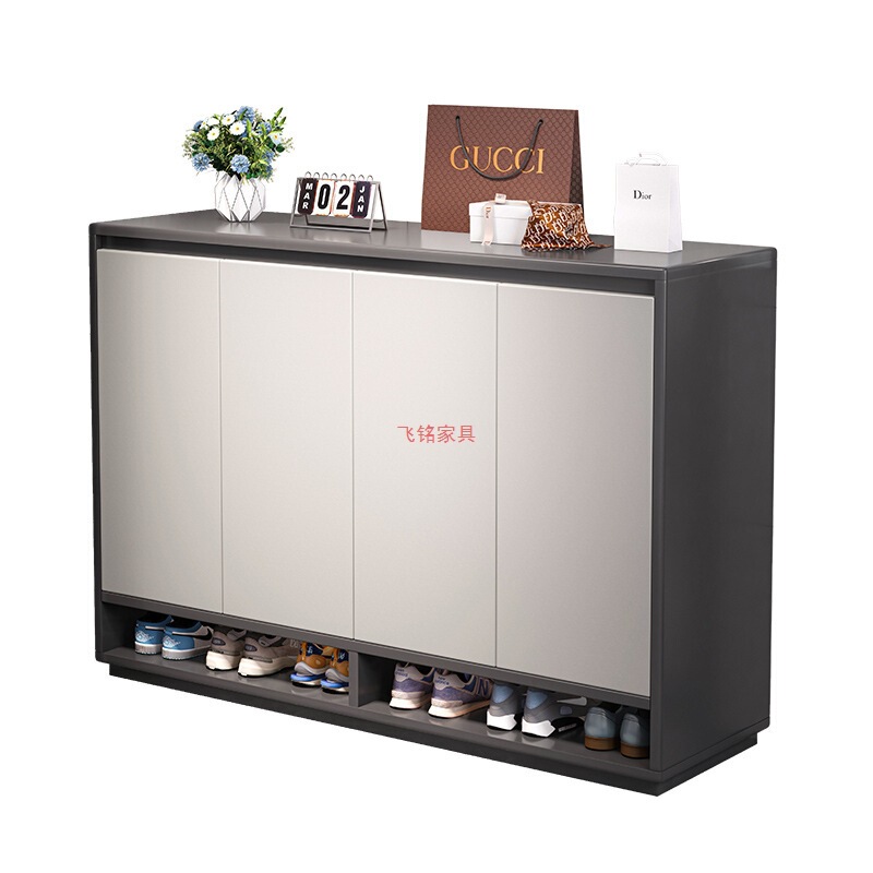 鞋柜家用门口楼道电梯口入户玄关收纳柜一体靠墙2025新款实木鞋架|undefined