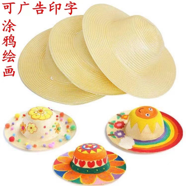 Straw Hat with Large Brim for Sun Protection, Used by Farmers for Painting, Outdoor Pastoral, Plastic Woven Printing, Printable Advertising Slogan