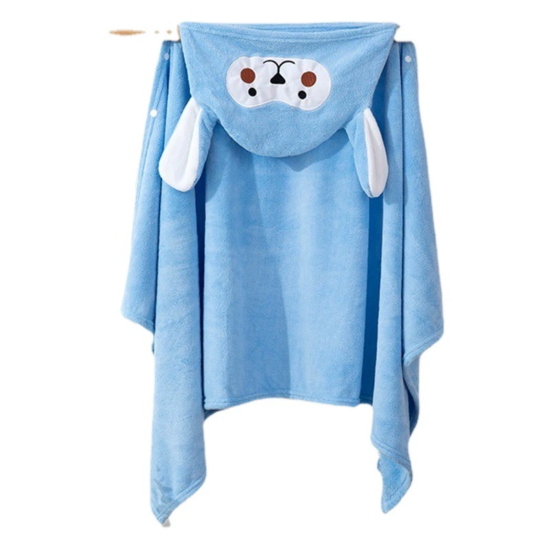 Детские коралловые флисовые шапки с капюшоном утолщенные банные полотенца вышитые плащи мягкие четыре сезона можно носить с кожей, чтобы впитать воду без выпадения волос