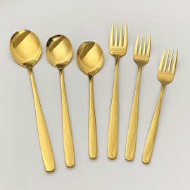 304不锈钢韩式勺叉餐厅简约方柄汤匙餐叉家用学生调羹饭勺水果叉