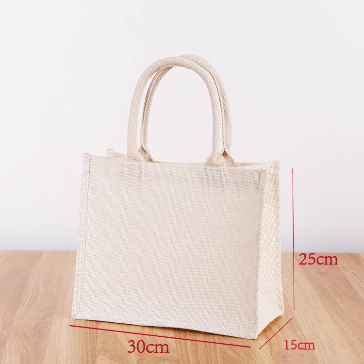 Bolsa de compras MUJI de lino blanco personalizada, bolsa de yute, bolsa de compras portátil, bolsa de almacenamiento, libro rojo pequeño con el mismo estilo