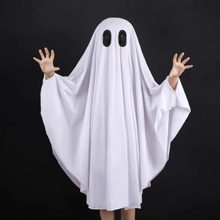 Cross Border Halloween Cloak Kids Adult Vampire Clothes White Ghost Pullover Funny Games Costumes