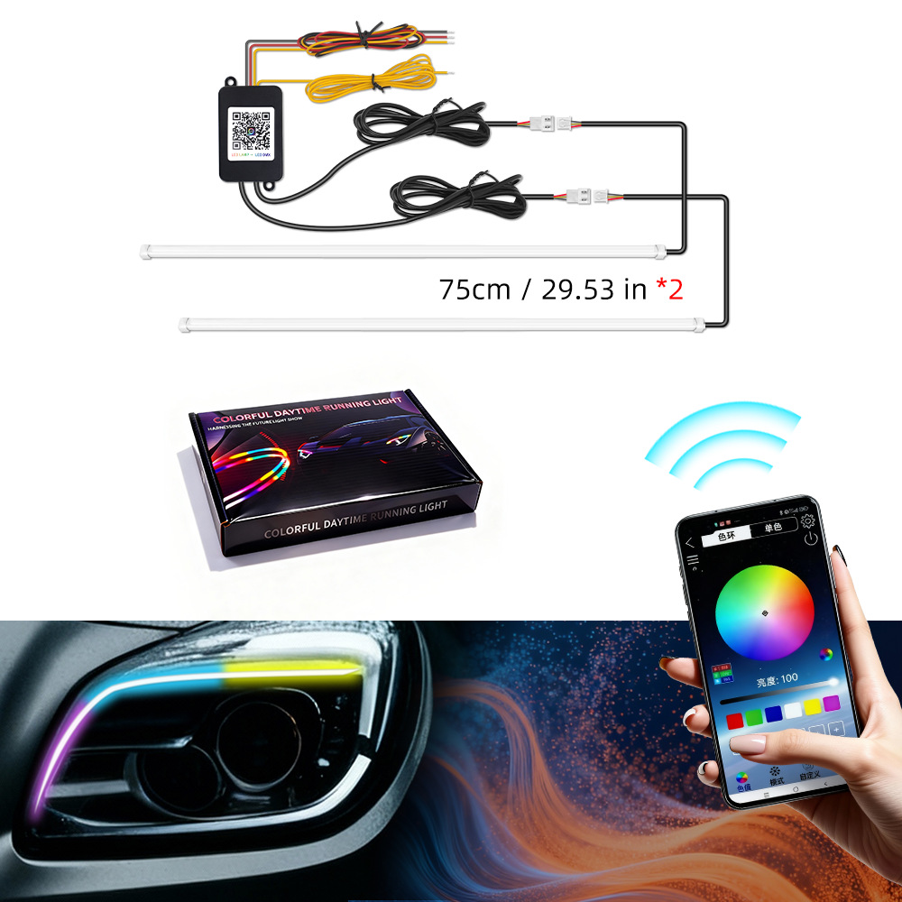 Lámparas delanteras LED del automóvil arrancan escaneando luz diurna de guía de color iluminada de doble color correa de flujo de dirección luz de conducción