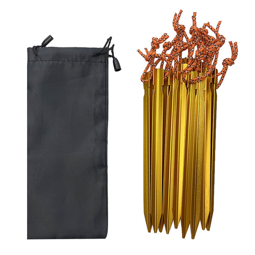 Outdoor tent canopy ground pegs aluminum alloy bag set camping camping triangular tent pegs with rope camping accessories