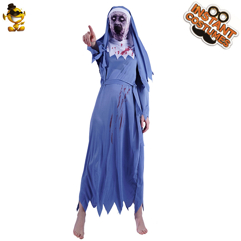 Halloween adulto mujeres horror sangriento Zombie monja partido traje niña grande fantasma Festival Zombie monja traje