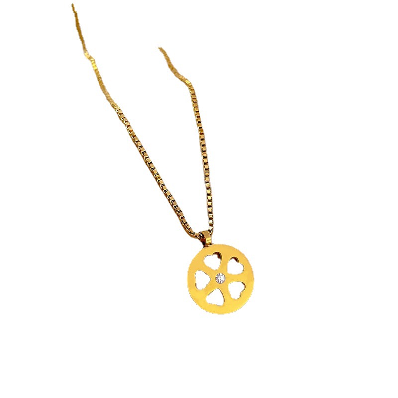 Round Flower Personality Minimalist Wind Furnace Real Gold Necklace Female Ins Internet Celebrity Collarbone Chain_voghion.com