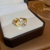 Korean temperament inlaid diamond geometric opening ring ring light luxury niche index finger ring net red wild hand