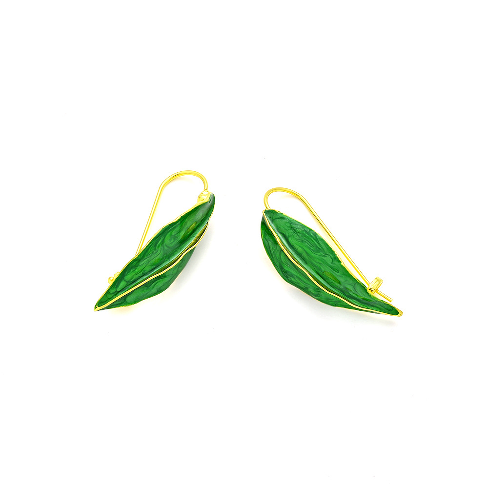 Earrings Classification 1 Pair Quantity Holiday, Daily Occasion 1 Pair Sweet Leaf Enamel Zinc Alloy Earrings