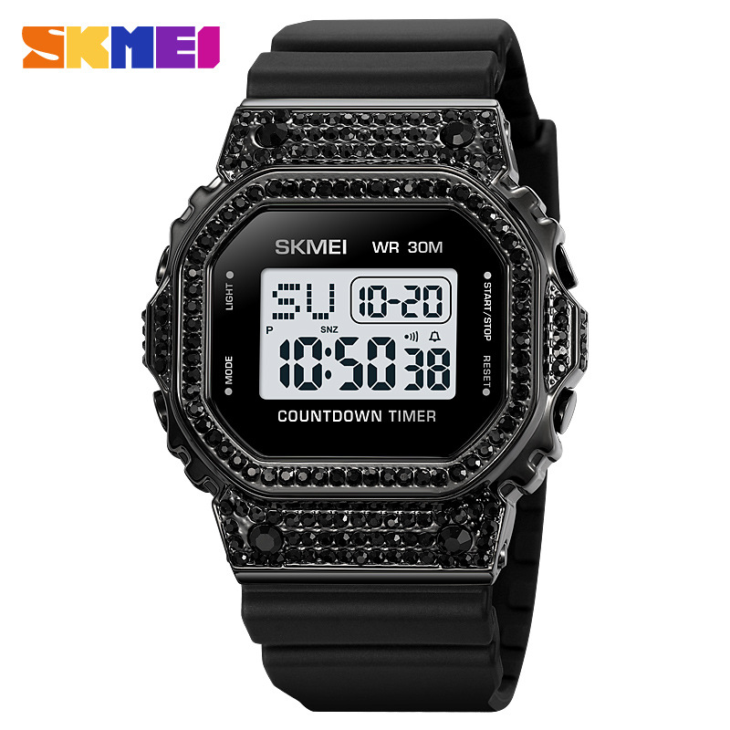 SKMEI diamante incrustado moda multi-funcional impermeable reloj electrónico par reloj transfronterizo Venta caliente reloj 2000