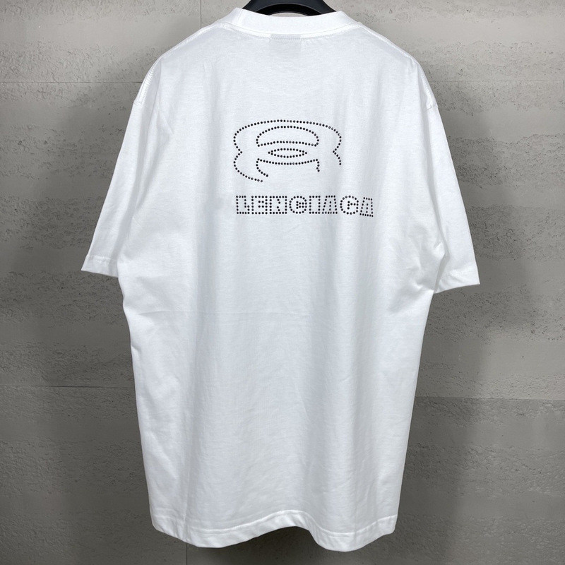 B Brand High-End 2026 New Paris Front and Back Classic Logo Rhinestone Men's and Women's Couple Casual Short-Sleeve T-Shirt