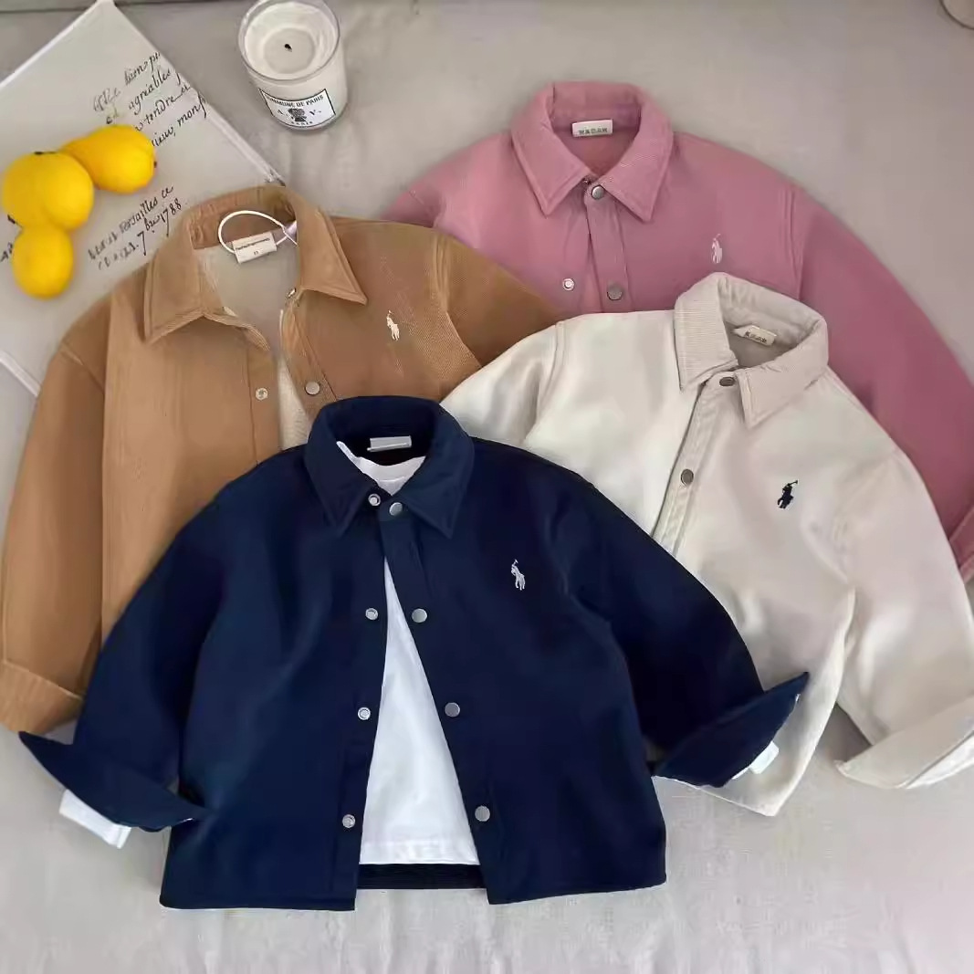Camisas adicionales para niños otoño e invierno chaqueta coreana con marca de moda para bebés camisa de color sólido chaqueta de terciopelo