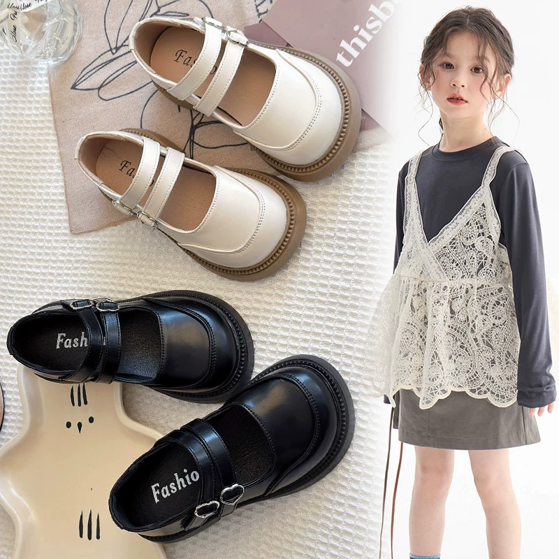 Маленькие кожаные туфли с круглой головкой и толстой подошвы для детей 2025 лето новый ретро британский стиль корейская версия милые японские туфли Мэри Джейн
