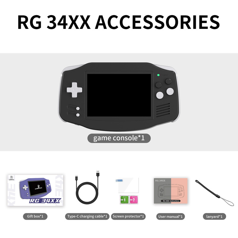 ANBERNIC安伯尼克RG34XX横版3.4寸屏开源复古掌上游戏机跨境热卖|undefined