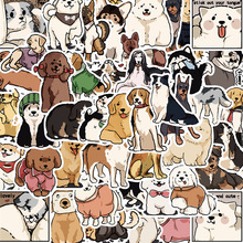 50张可爱卡通动物遇见小狗表情包素材贴纸装饰手账本手机壳贴画