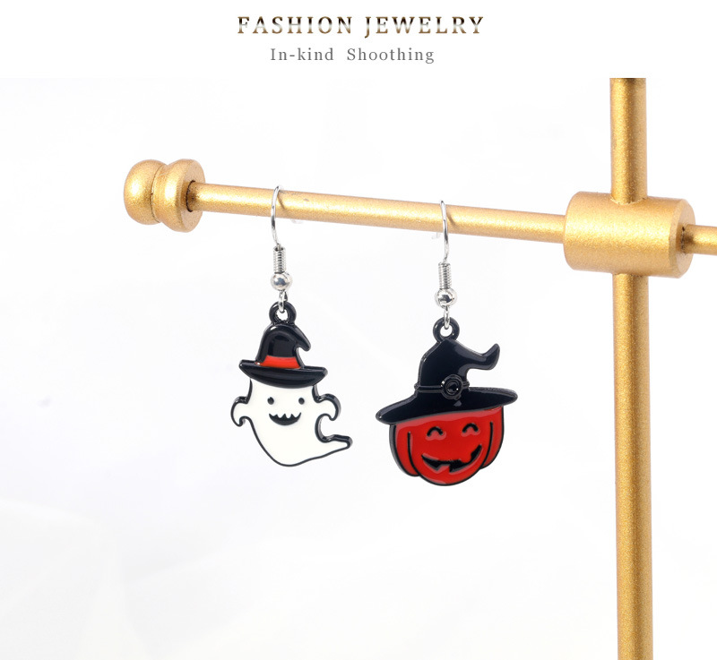 New European And American Halloween Funny Creative Magic Hat Pumpkin Ghost Earrings Holiday Cartoon Earrings display picture 4