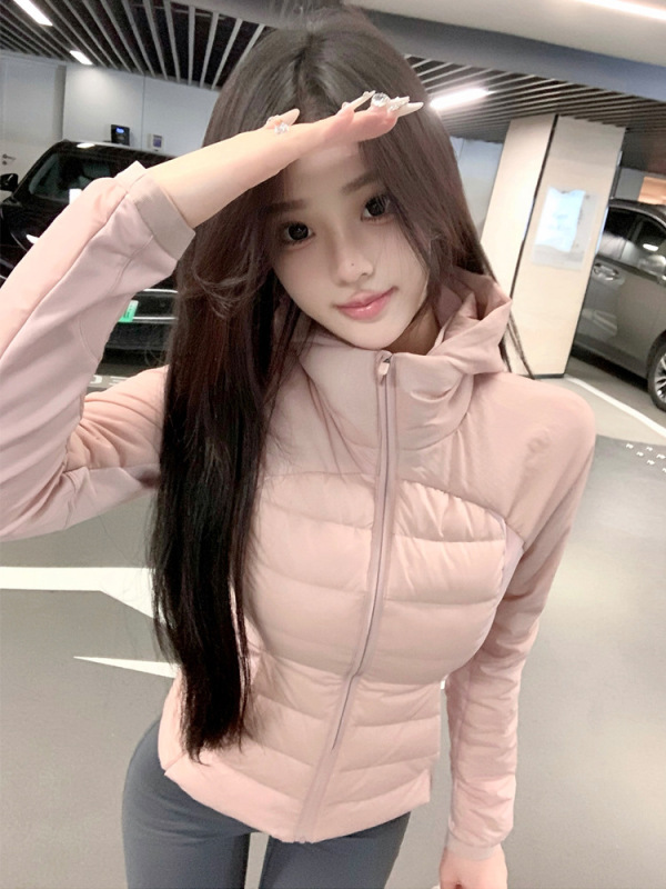 2025新款lulu羽绒服女冬季90白鸭绒短款轻薄收腰瑜伽运动健身外套|undefined
